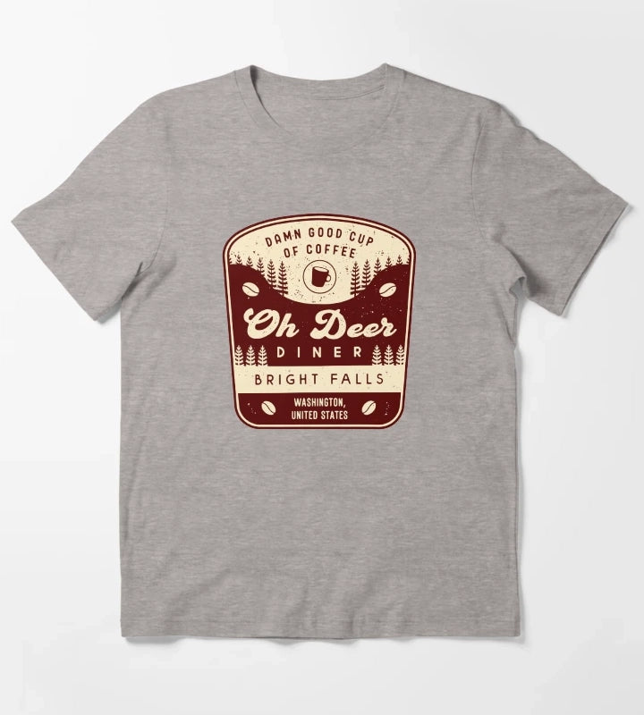 Oh Deer Diner Emblem T-Shirt Heather Grey