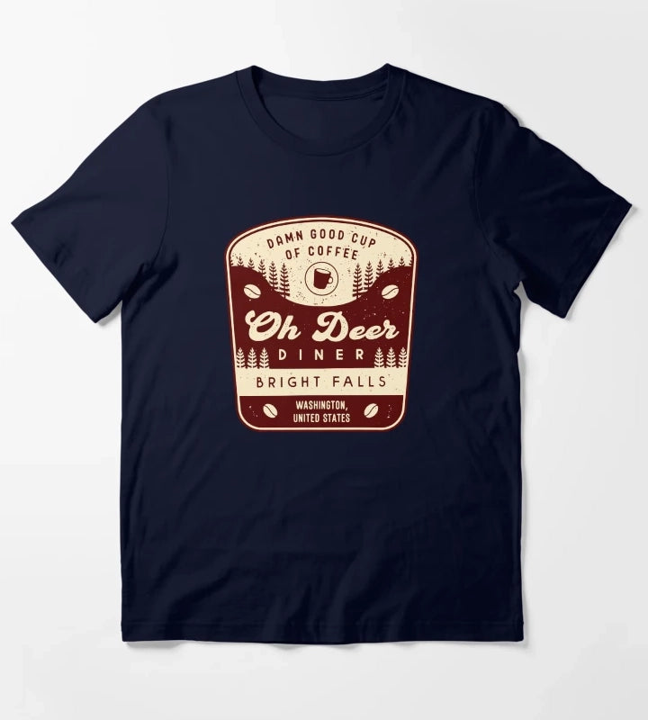 Oh Deer Diner Emblem T-Shirt Navy