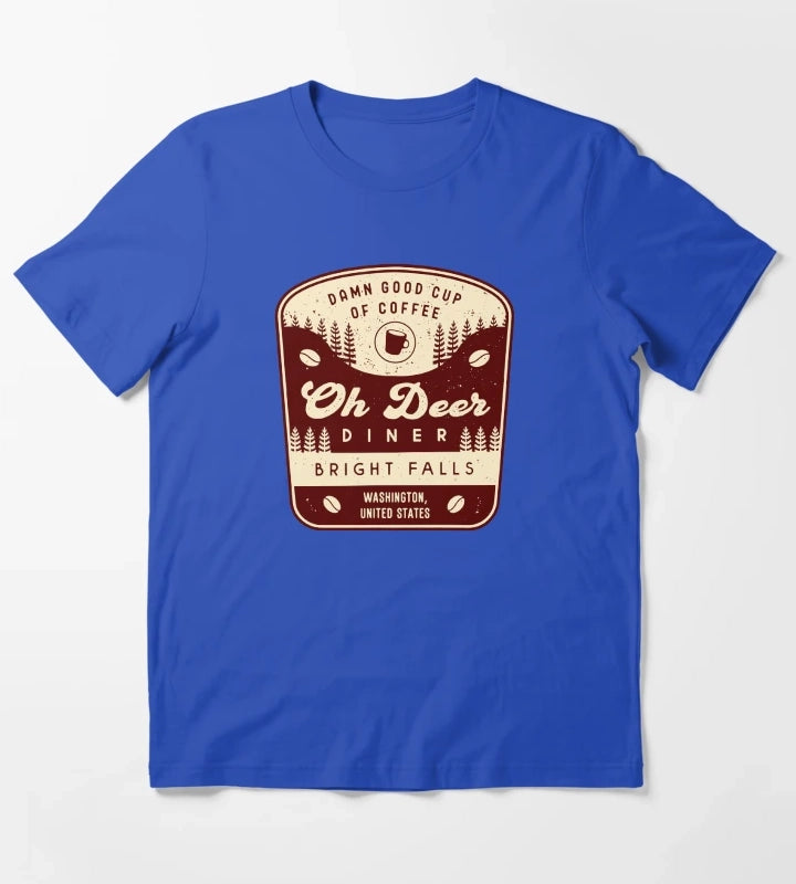 Oh Deer Diner Emblem T-Shirt Blue