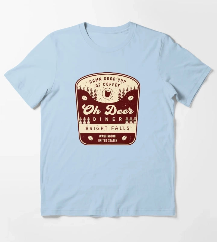 Oh Deer Diner Emblem T-Shirt Sky Blue
