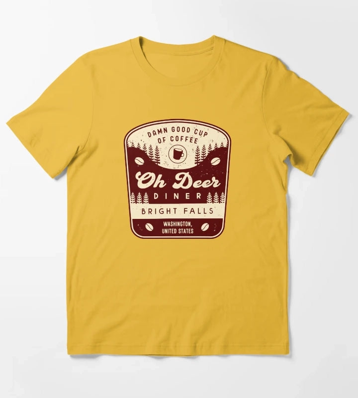 Oh Deer Diner Emblem T-Shirt Yellow