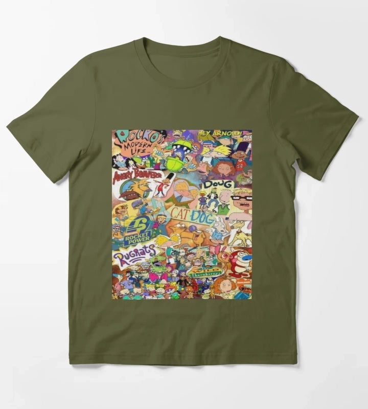 Old Nickelodeon Shows T-Shirt Olive Green