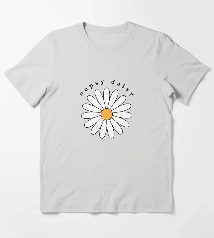 Oopsy Daisy Flower T-Shirt Light Grey
