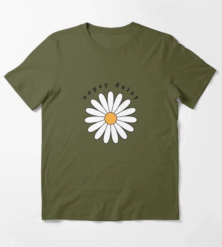 Oopsy Daisy Flower T-Shirt Olive Green