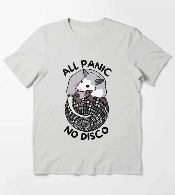 Opossum All Panic No Disco Funny Screaming T-Shirt Light Grey