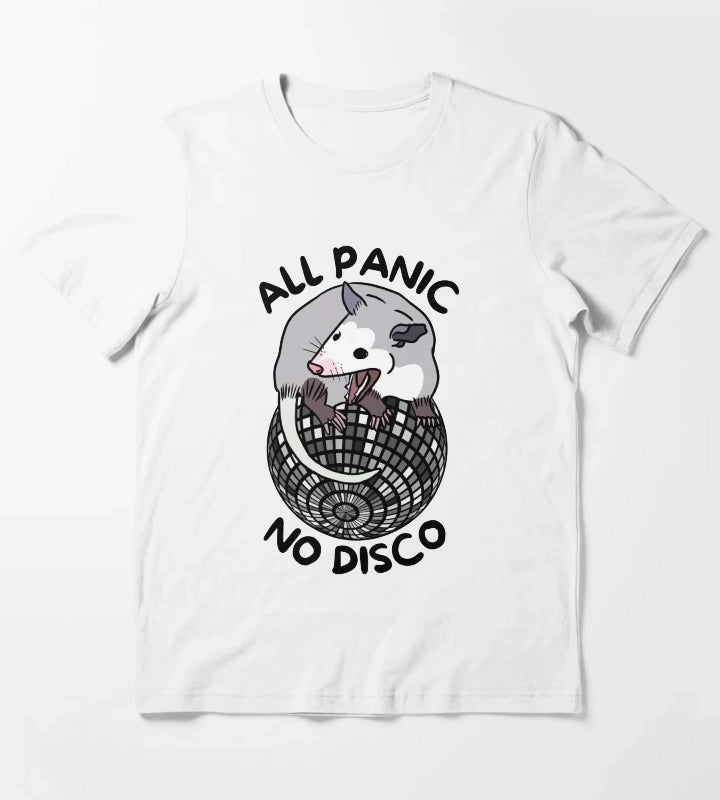 Opossum All Panic No Disco Funny Screaming T-Shirt White