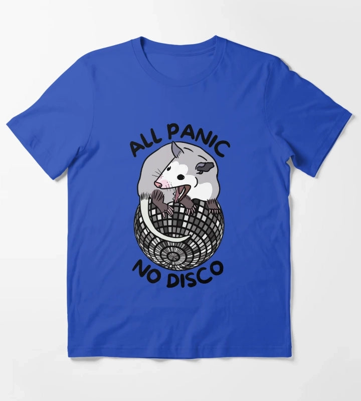 Opossum All Panic No Disco Funny Screaming T-Shirt Blue