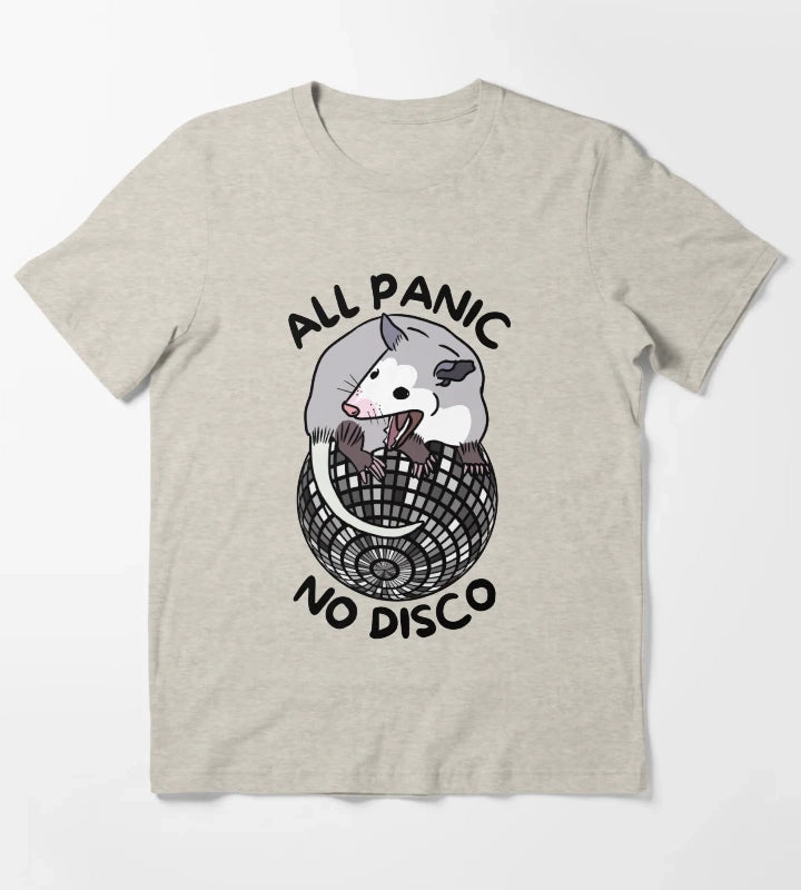 Opossum All Panic No Disco Funny Screaming T-Shirt Cream