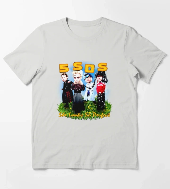 Orange Typography With Funny Face Member T-Shirt Light Grey