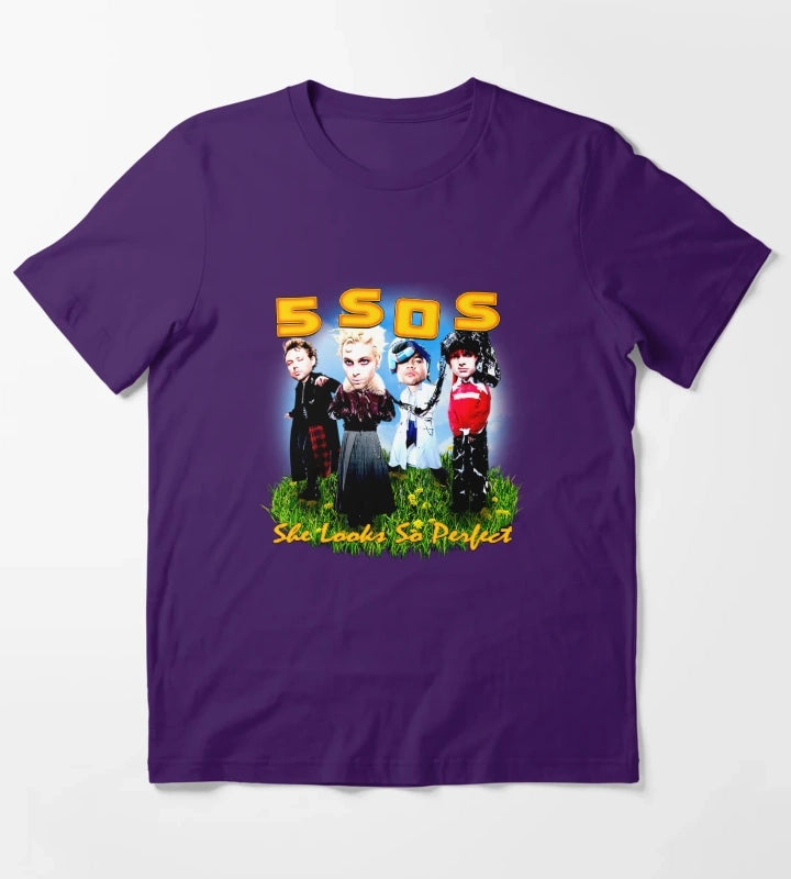 Orange Typography With Funny Face Member T-Shirt Purple