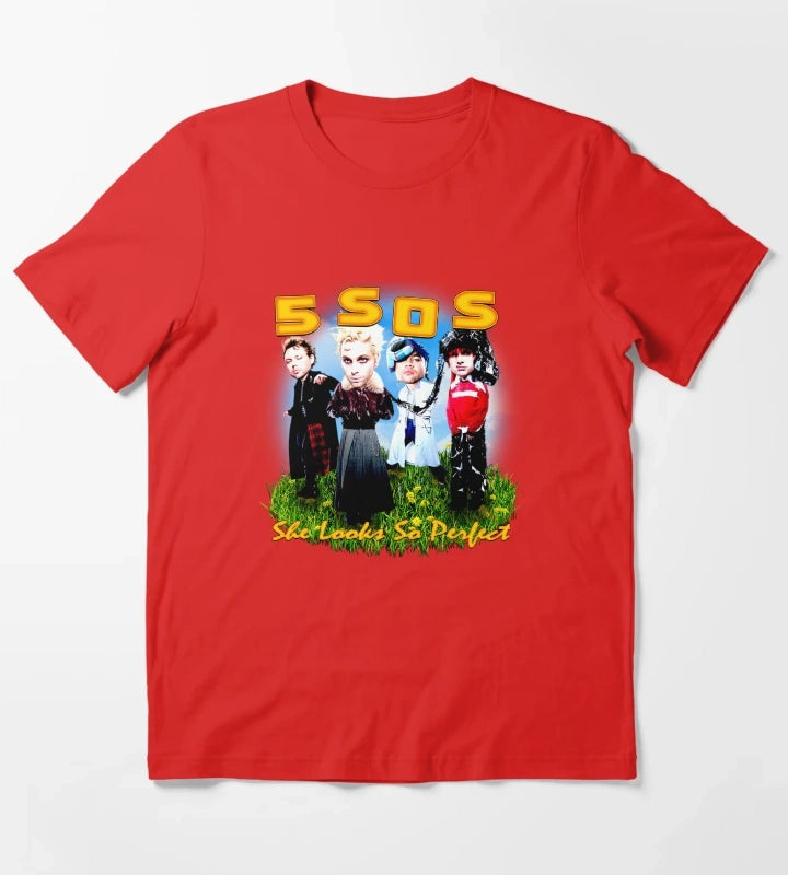 Orange Typography With Funny Face Member T-Shirt Red