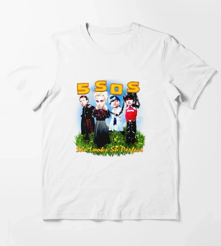 Orange Typography With Funny Face Member T-Shirt White