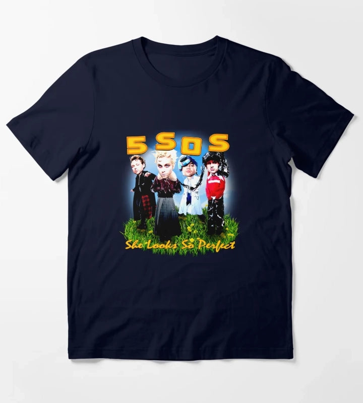 Orange Typography With Funny Face Member T-Shirt Navy