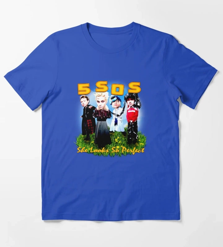 Orange Typography With Funny Face Member T-Shirt Blue