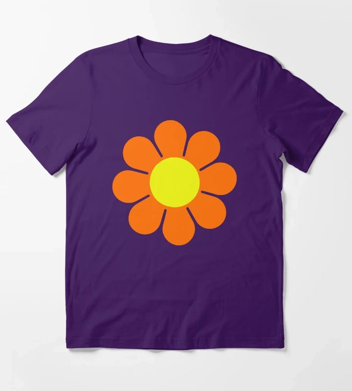 Orange Yellow Hippy Flower Power Daisy T-Shirt Purple