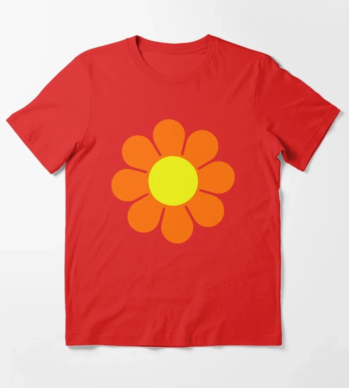 Orange Yellow Hippy Flower Power Daisy T-Shirt Red