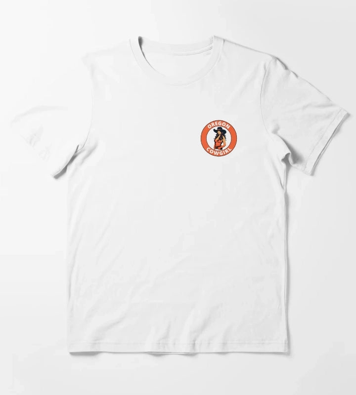 Oregon Cowgirl transparent logo design T-Shirt White