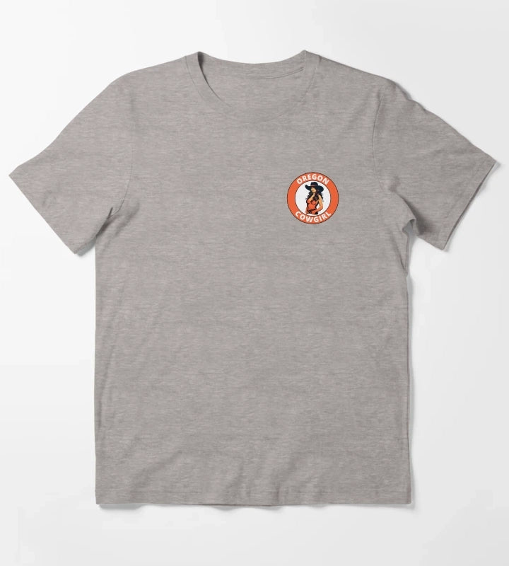 Oregon Cowgirl transparent logo design T-Shirt Heather Grey