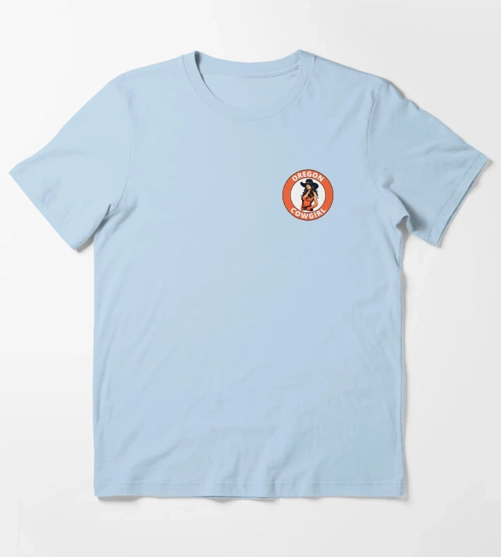 Oregon Cowgirl transparent logo design T-Shirt Sky Blue
