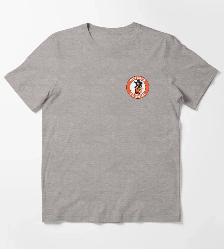 Outback Cowgirl transparent logo design T-Shirt Heather Grey