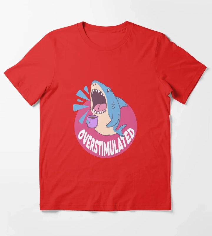 Overstimulated Shark T-Shirt Red