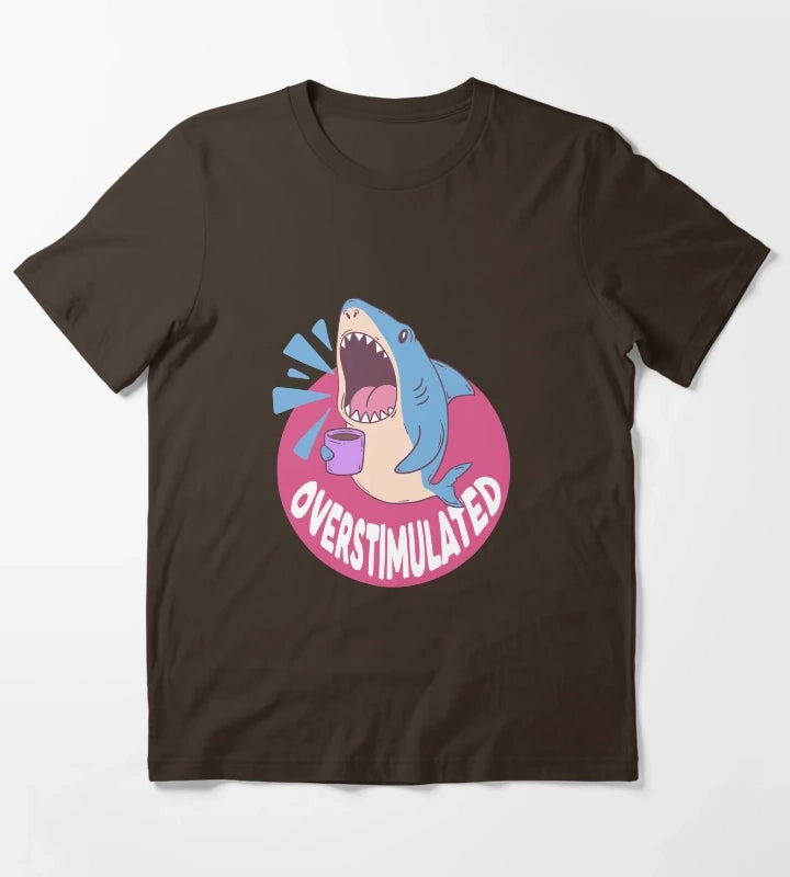 Overstimulated Shark T-Shirt Brown