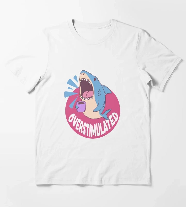 Overstimulated Shark T-Shirt White