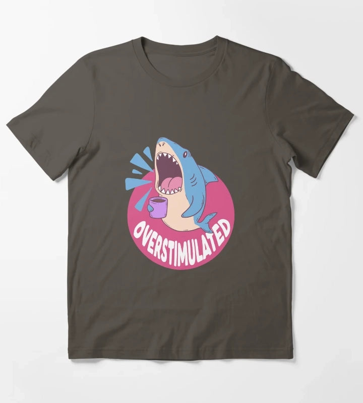 Overstimulated Shark T-Shirt Dark Grey