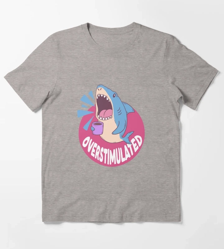Overstimulated Shark T-Shirt Heather Grey