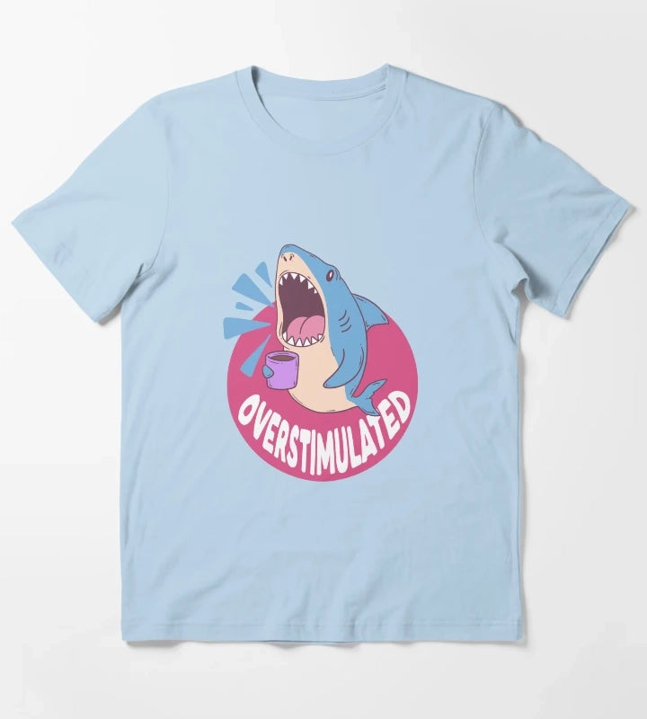 Overstimulated Shark T-Shirt Sky Blue