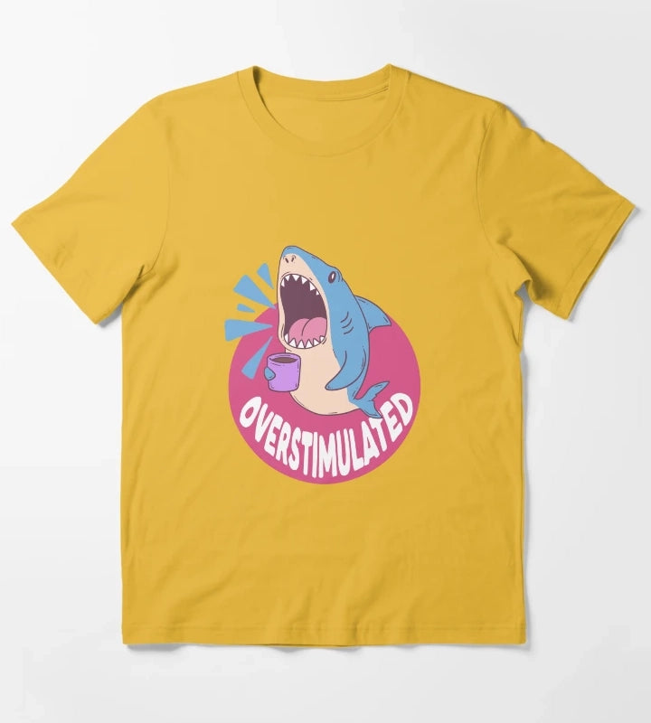 Overstimulated Shark T-Shirt Yellow