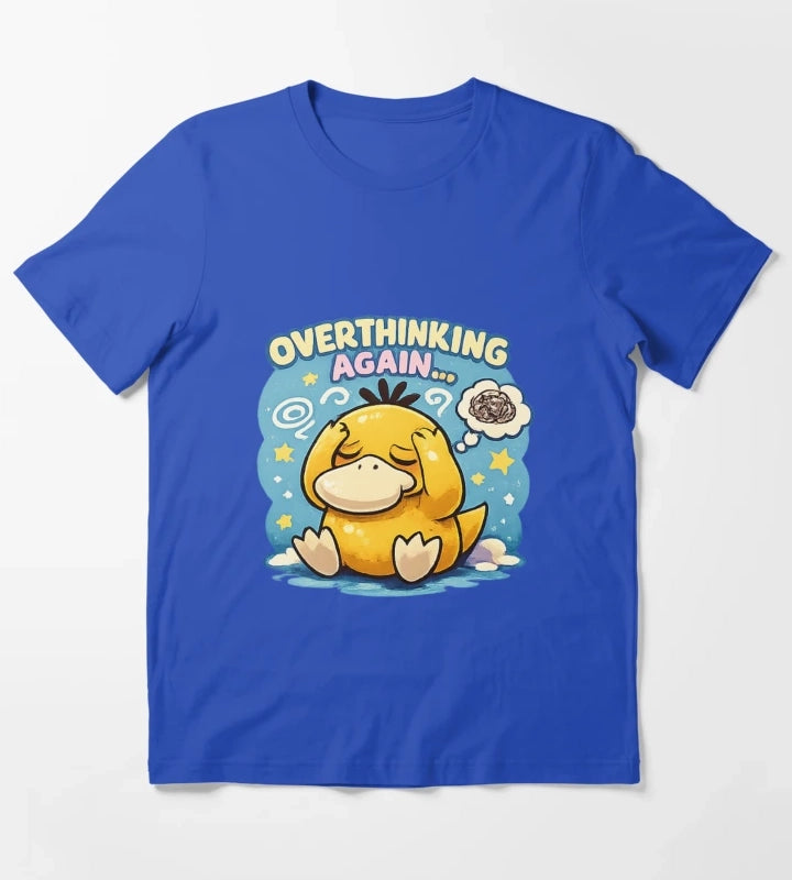 Overthinking Again Cute Psyduck Anxiety Meme T-Shirt Blue