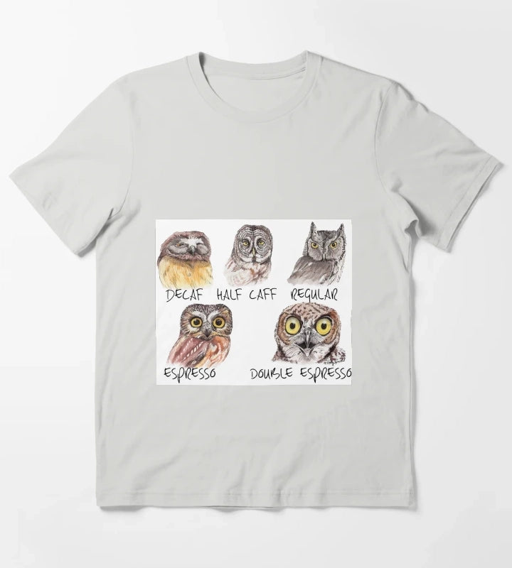Owl Caffeine Scale funny coffee owls T-Shirt Light Grey