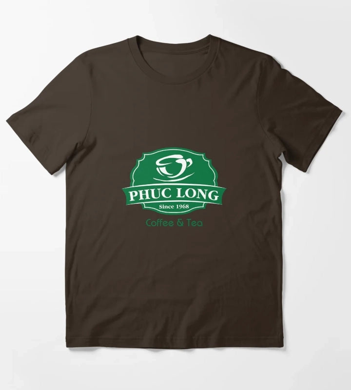 PHUC LONG Coffee and Tea Logo Design T-Shirt Brown