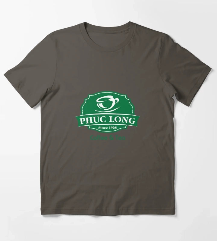 PHUC LONG Coffee and Tea Logo Design T-Shirt Dark Grey