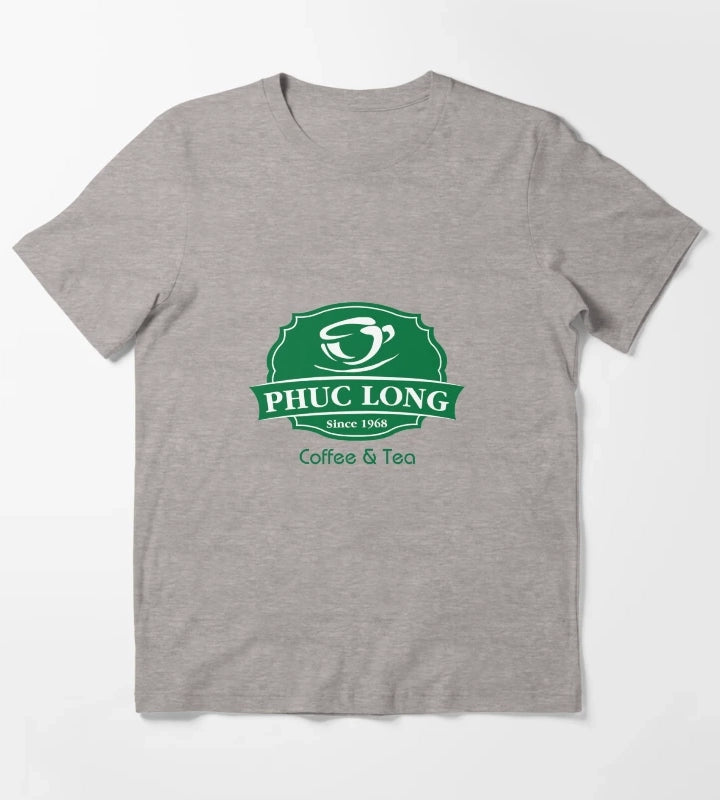 PHUC LONG Coffee and Tea Logo Design T-Shirt Heather Grey