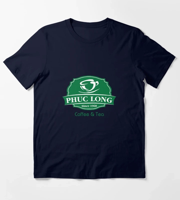 PHUC LONG Coffee and Tea Logo Design T-Shirt Navy