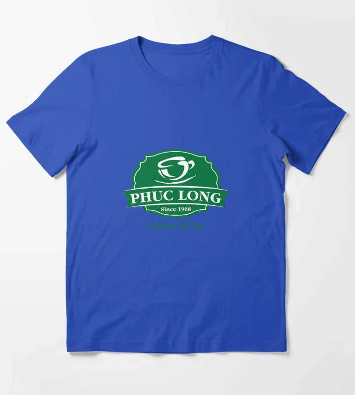 PHUC LONG Coffee and Tea Logo Design T-Shirt Blue