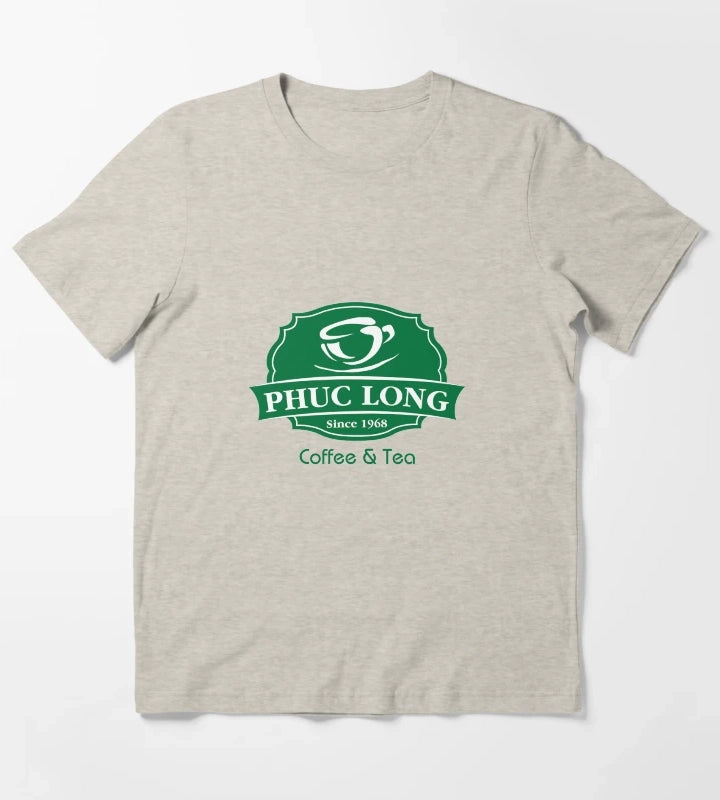 PHUC LONG Coffee and Tea Logo Design T-Shirt Cream