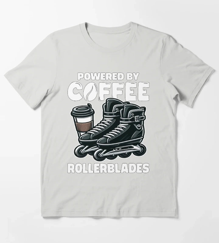 POWERED BY COFFEE AND ROLLERBLADES T-Shirt Light Grey