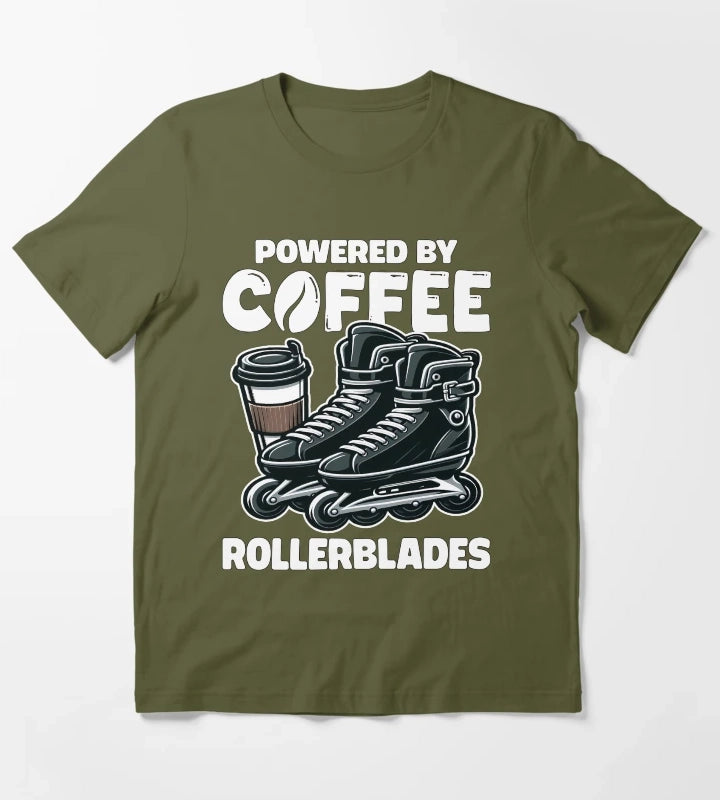 POWERED BY COFFEE AND ROLLERBLADES T-Shirt Olive Green
