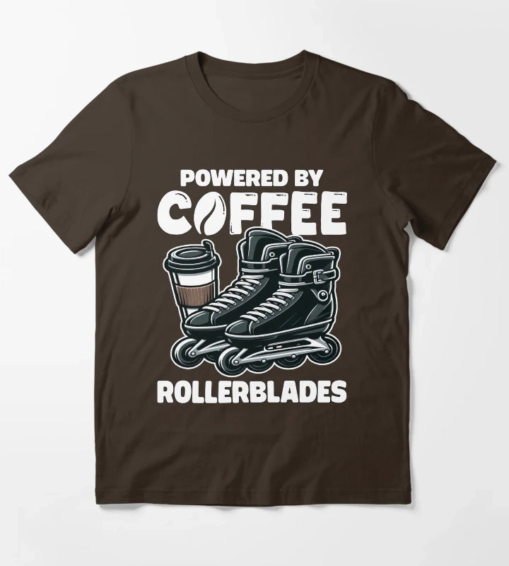 POWERED BY COFFEE AND ROLLERBLADES T-Shirt Brown