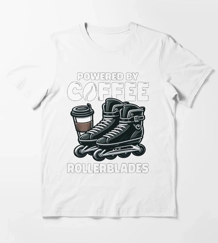 POWERED BY COFFEE AND ROLLERBLADES T-Shirt White