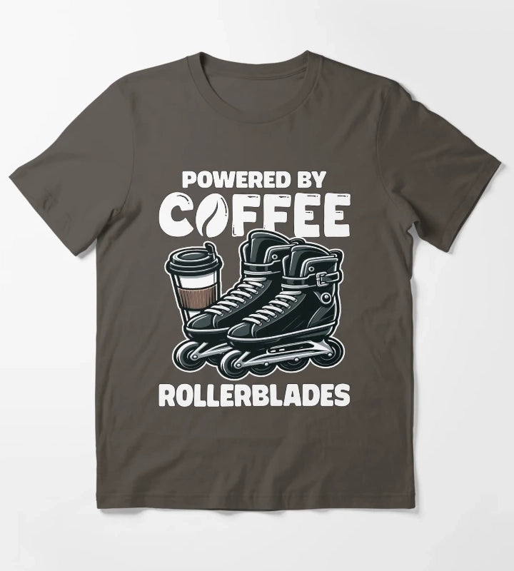 POWERED BY COFFEE AND ROLLERBLADES T-Shirt Dark Grey