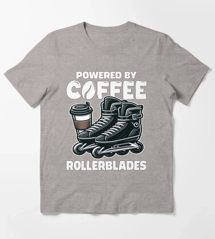 POWERED BY COFFEE AND ROLLERBLADES T-Shirt Heather Grey