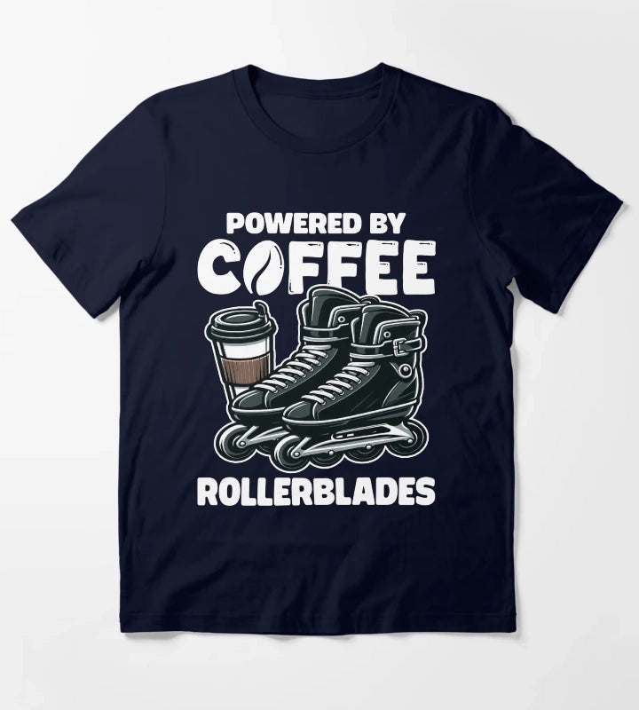 POWERED BY COFFEE AND ROLLERBLADES T-Shirt Navy