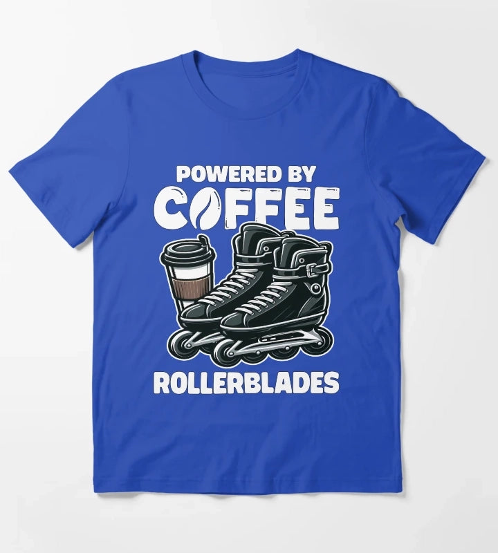 POWERED BY COFFEE AND ROLLERBLADES T-Shirt Blue