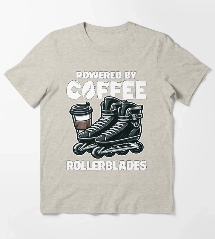 POWERED BY COFFEE AND ROLLERBLADES T-Shirt Cream