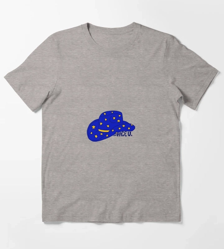 Pace University cowgirl hat T-Shirt Heather Grey