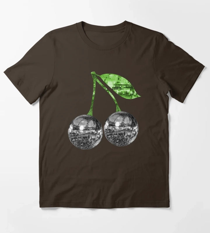 Pair of Silver Disco Ball Cherries T-Shirt Brown